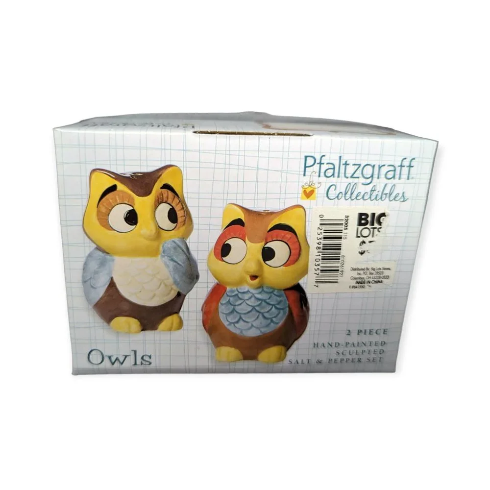 Pfaltzgraff Owl Salt & Pepper Set of 2 Ceramic Shakers